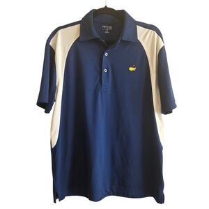 Masters Tech Blue and White Men's Three Button Polo Shirt Sz M Augusta Golf